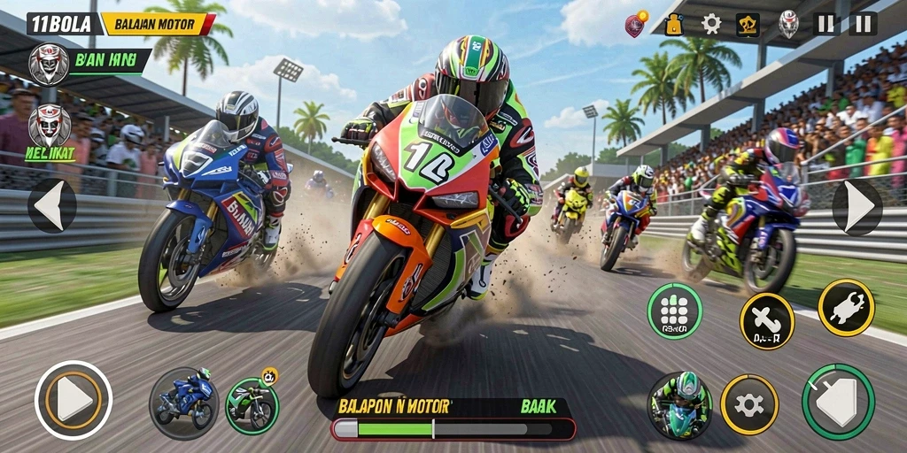 Gameplay balapan motor yang seru dan mendebarkan di 11BOLA.