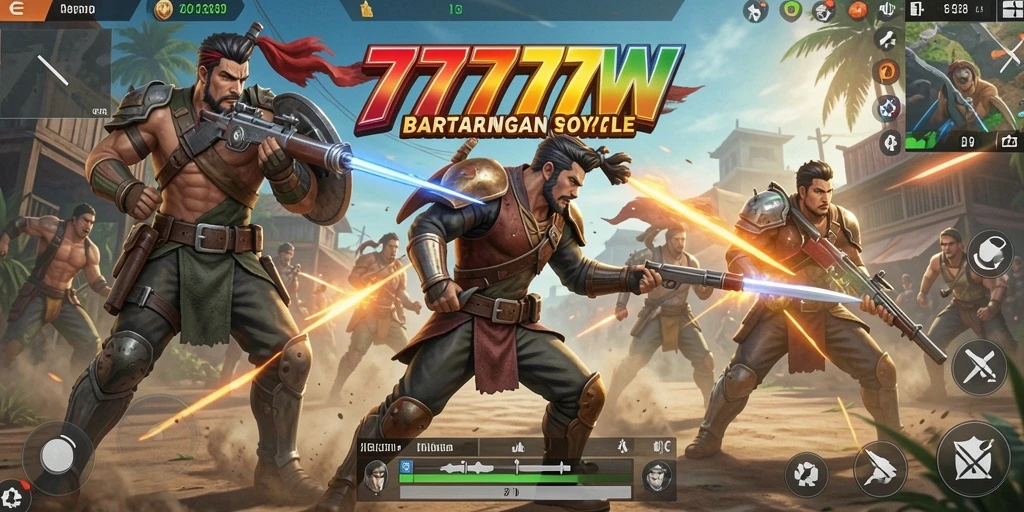 Gameplay seru dan intens di 7777W Battle Royale.