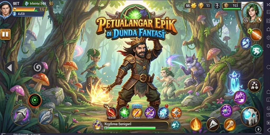 Tampilan gameplay 9ET yang seru dan mendebarkan saat bertarung melawan monster.