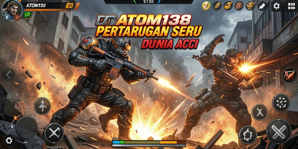 Tampilan aksi seru dalam gameplay ATOM138 yang mendebarkan.