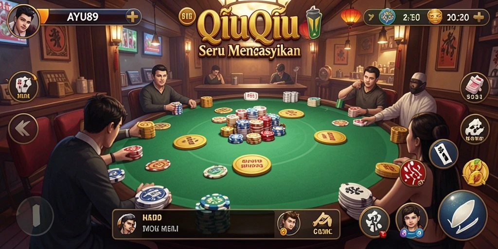 Tampilan gameplay QiuQiu yang mendebarkan dan seru.