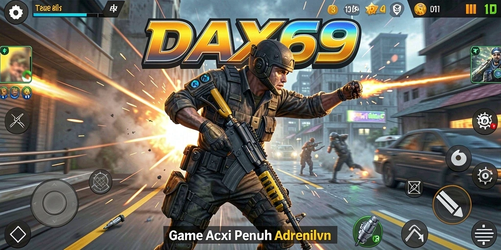 Tampilan aksi seru dari DAX69 dalam gameplay yang cepat.
