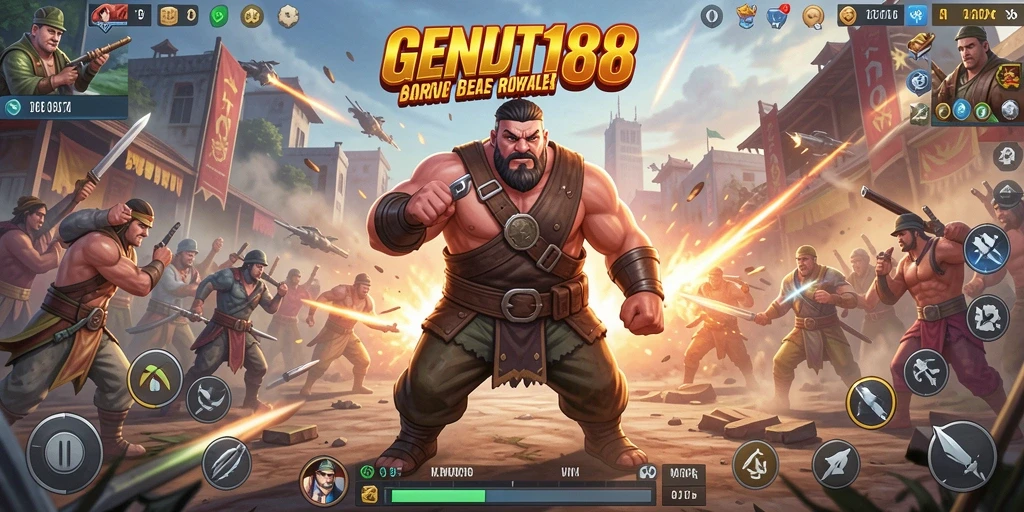 Screenshot GENDUT188 menunjukkan aksi mendebarkan dalam pertarungan Battle Royale.