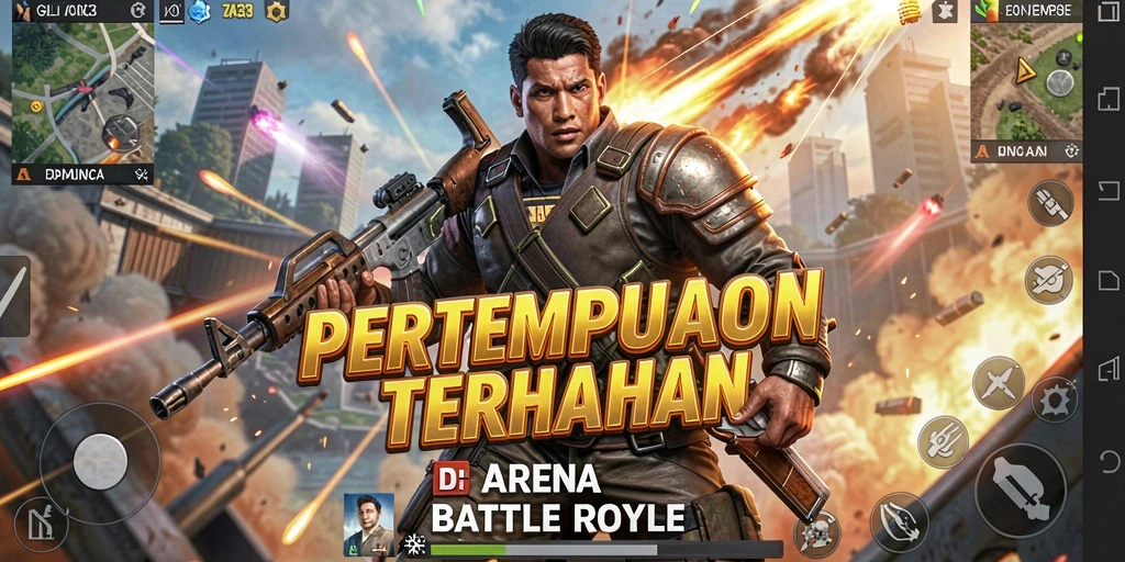 Screenshot GIGA33 yang menampilkan pertempuran seru di arena Battle Royale.