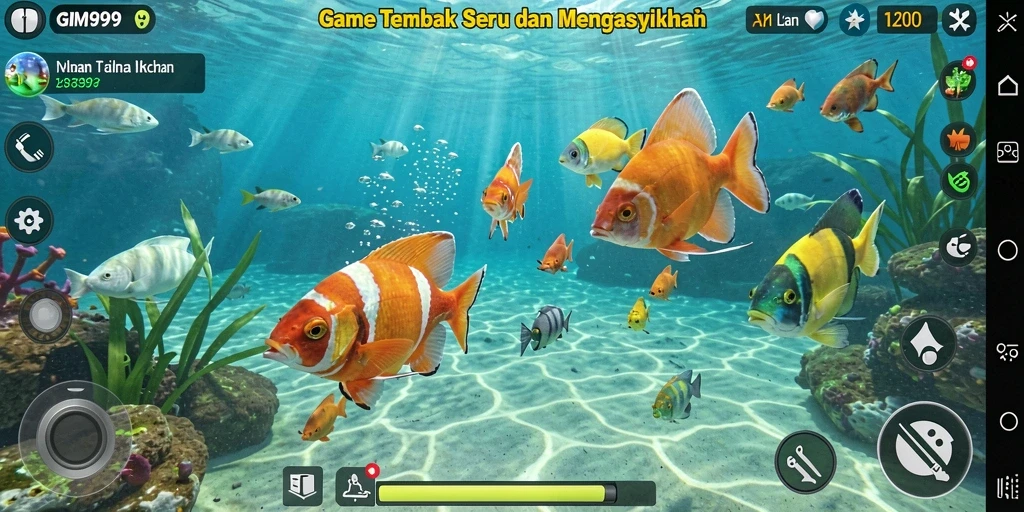 Screenshot gameplay GIM999 menampilkan aksi seru tembak ikan.