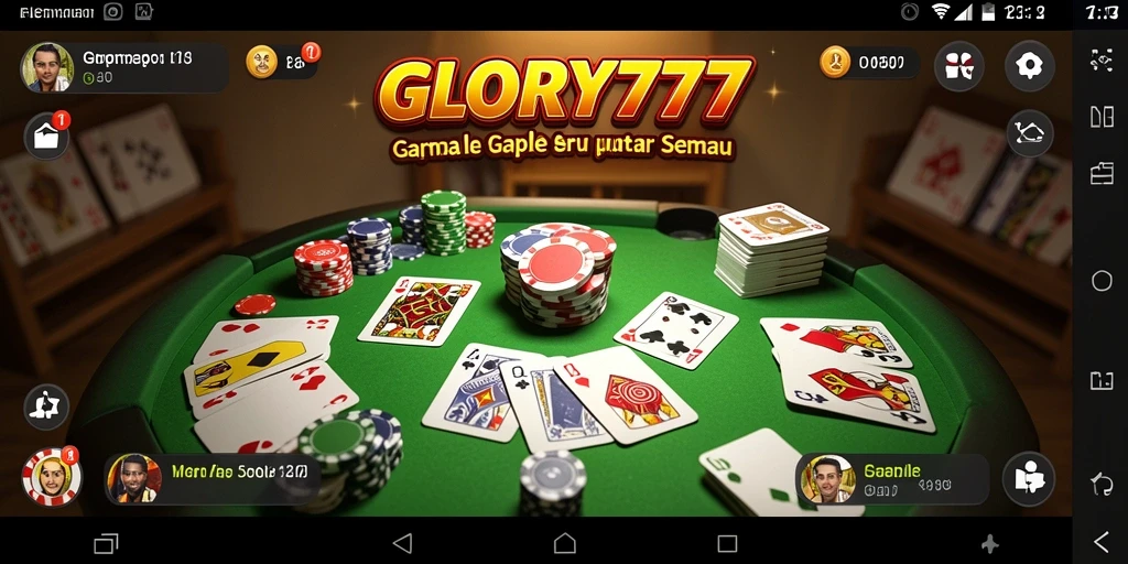 Tampilan gameplay Gaple di GLORY777 yang mengasyikkan.
