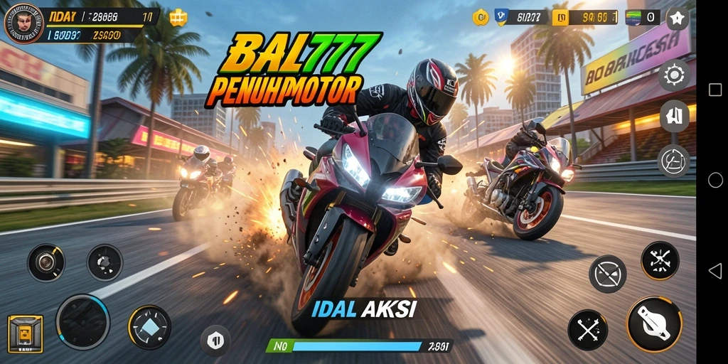Gameplay mendebarkan saat balapan motor di trek yang menantang.
