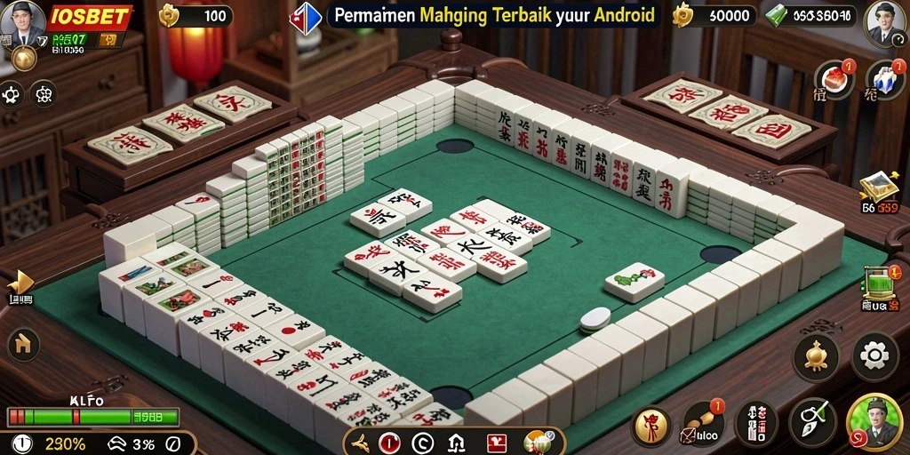 Tampilan gameplay menarik dari IOSBET dengan ubin Mahjong yang berwarna-warni.