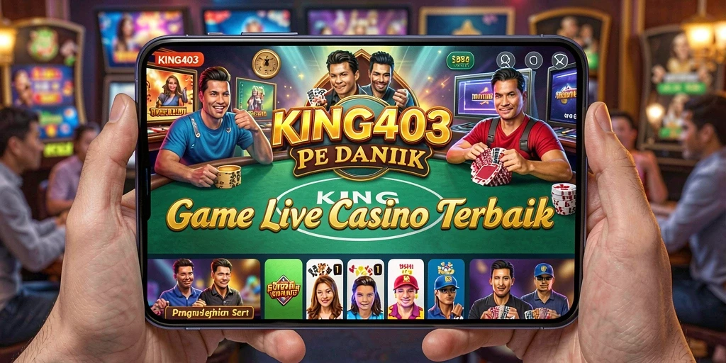 Screenshot dari gameplay <strong>KING403</strong> yang menunjukkan dealer dan permainan langsung.