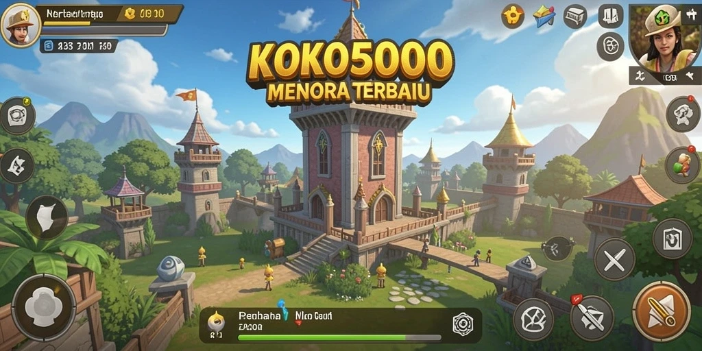 Tampilan gameplay KOKO5000 dengan menara siap bertahan dari serangan musuh.