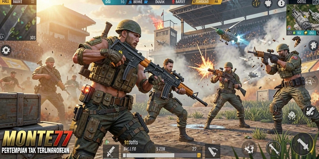 Tampilan aksi seru dalam pertempuran Battle Royale MONTE77.