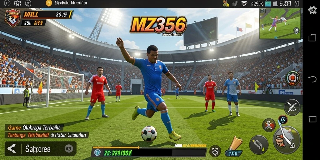 Screenshot MZ356 menampilkan aksi olahraga yang intens dan kompetitif.