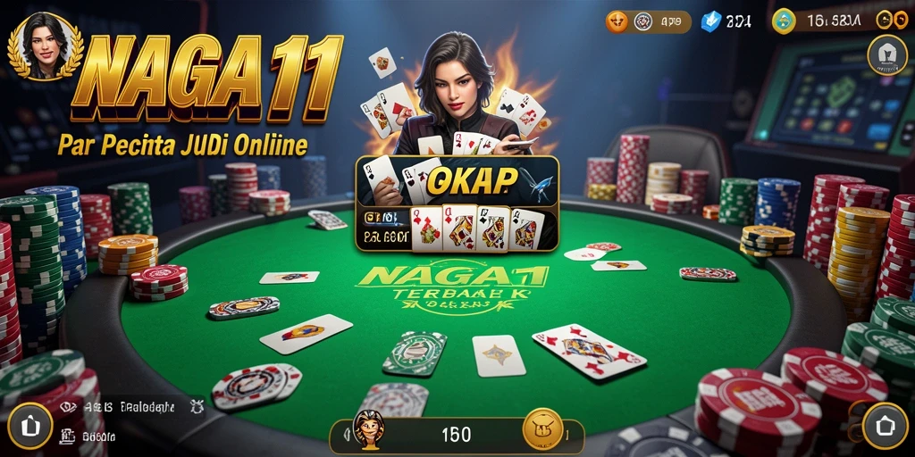 Screenshot gameplay NAGA11 menampilkan suasana bermain poker yang seru.