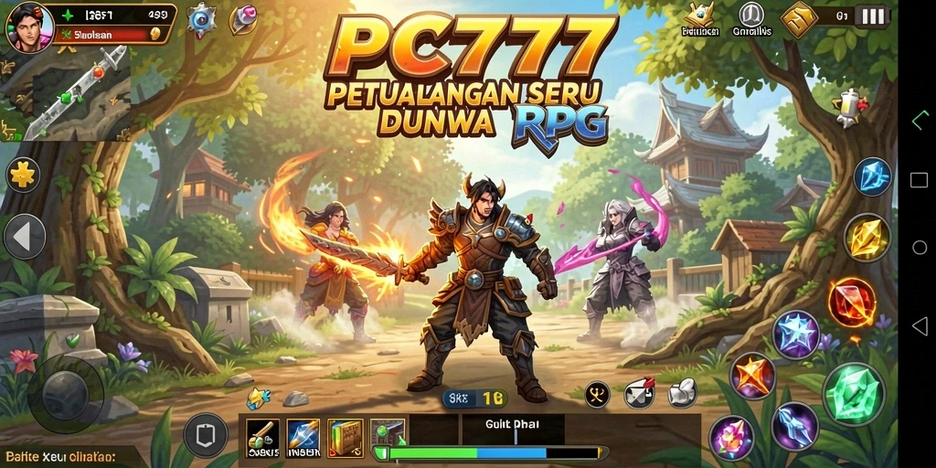 Tangkapan layar PC777 menampilkan aksi epik dalam dunia RPG yang luas.