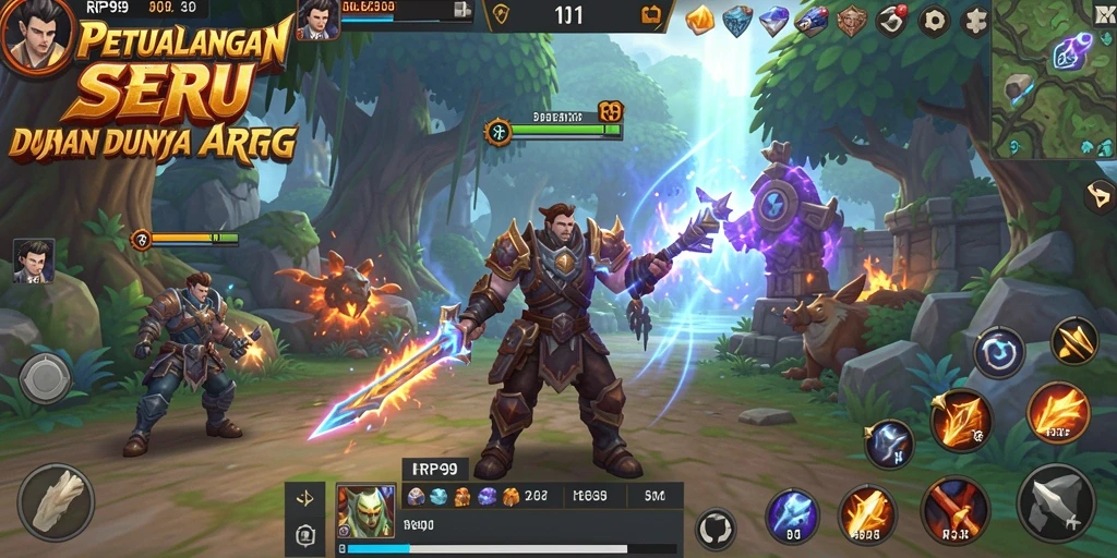 Tampilan gameplay RP99 yang epik dalam pertempuran ARPG.